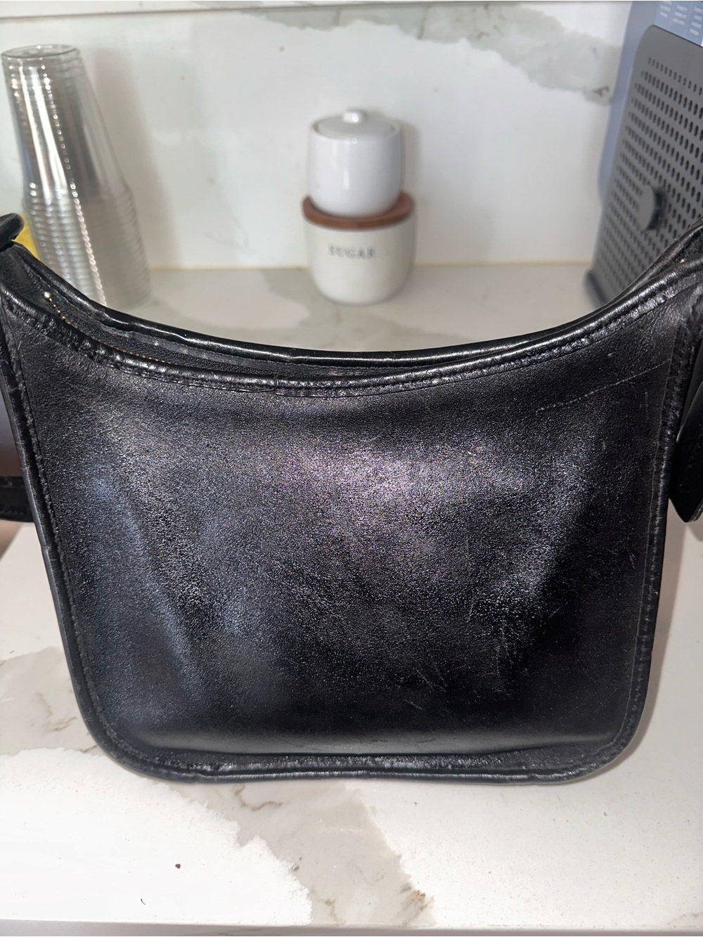 Coach Vintage Janice Legacy Black Leather Shoulder Bag - Smooth Minimalist Style
